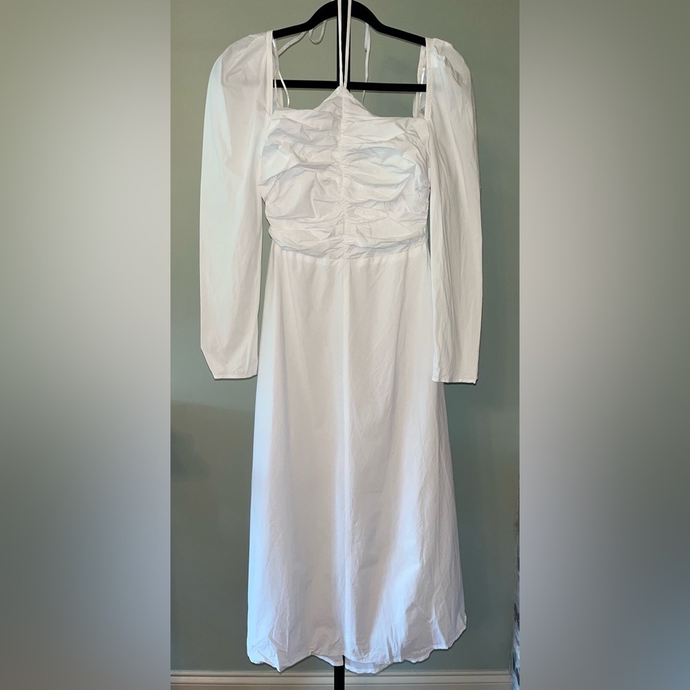 ASTR The Label Women’s White Long Sleeve Tie Neck Dress | Size Small